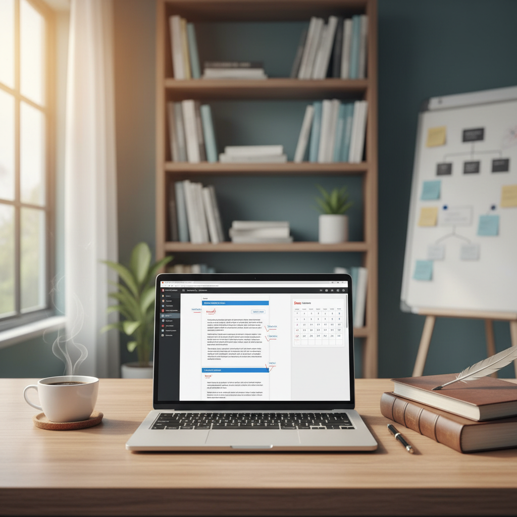 Generate a new image for an academic editing and coaching service that is distinct from the first background photo and complements the site's professional theme. Avoid repeating the background style of the first image.